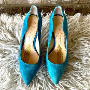 Jessica Simpson Women Suede Heels in Turquoise